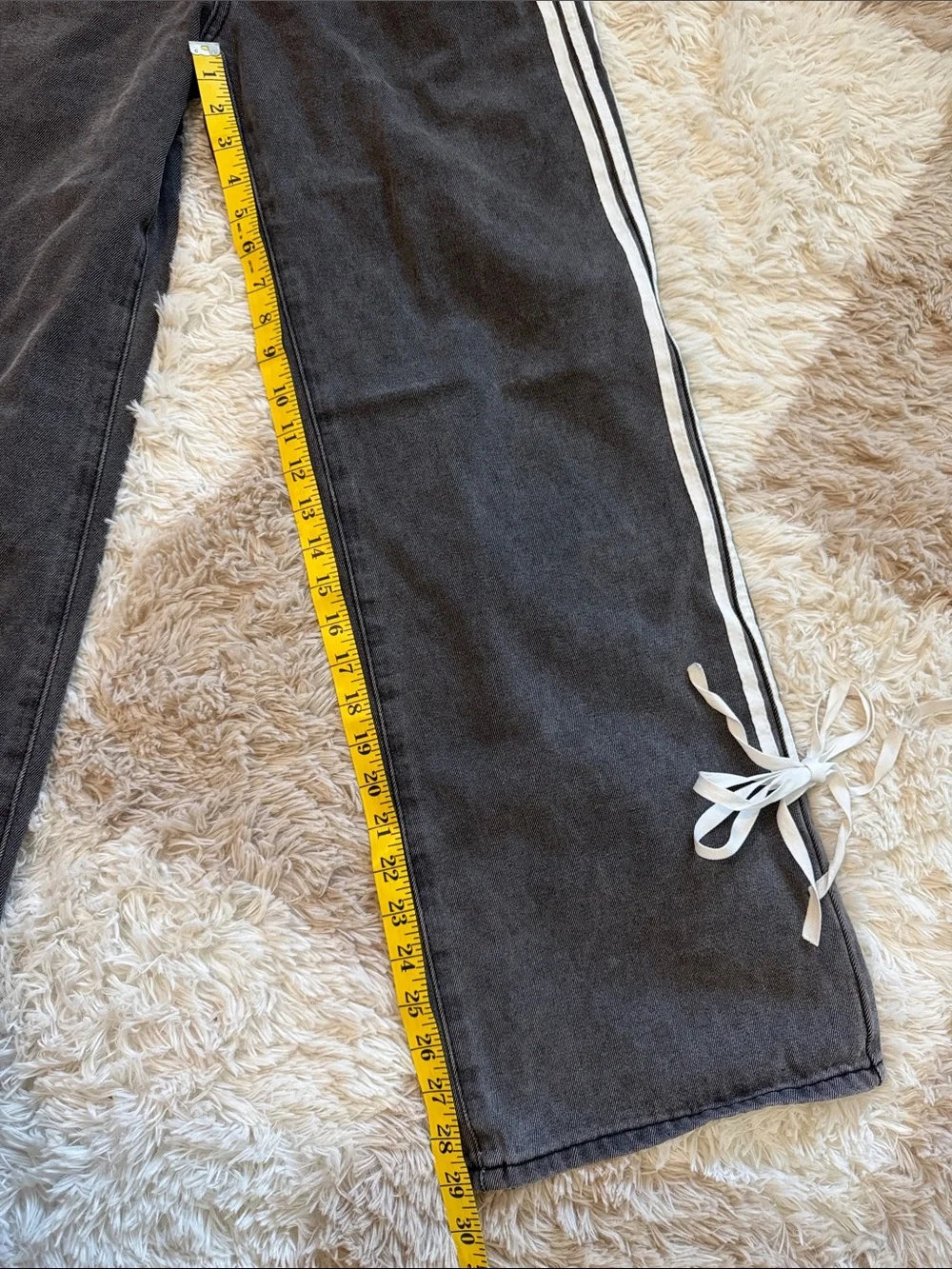 Edikted Black Wide-Leg Jeans with White Side Stripes